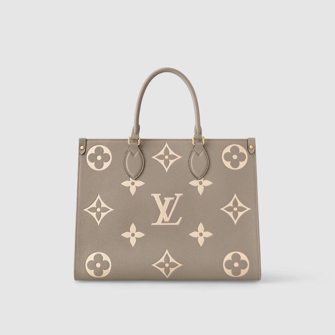 Túi Louis Vuitton Onthego Mm Da Bicolor Monogram Empreinte Nữ Xám Nâu